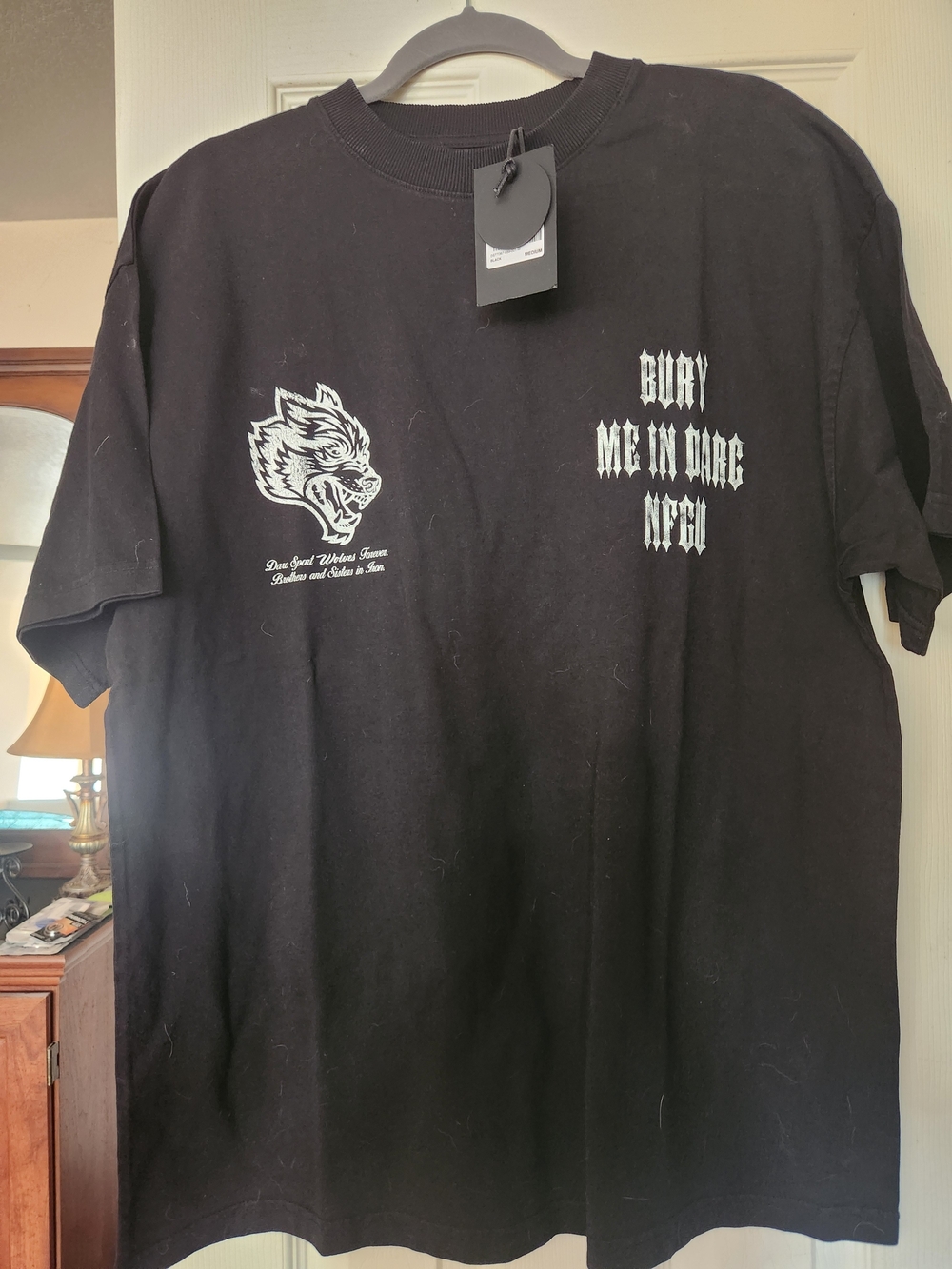 Darc Sport- Bury Me In Darc Black Short-Sleeve Graphic Tee with White Wolf Motif